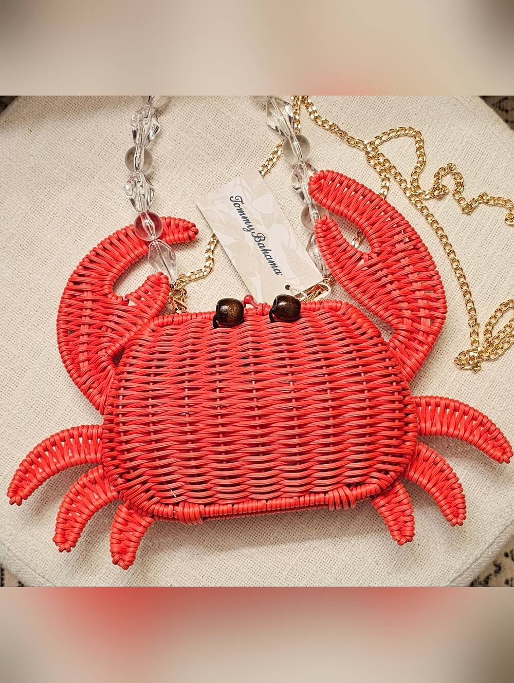 Tommy Bahama Red Crab Wicker Woven Crossbody Bag - Picture 1 of 8